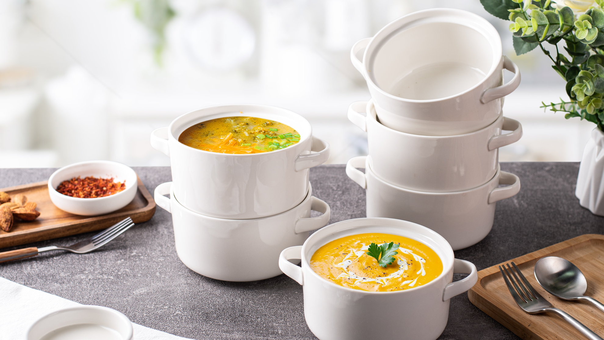 Amazon.com | DELLING 6 Pack Soup Bowls with Handles, 24 Oz Large